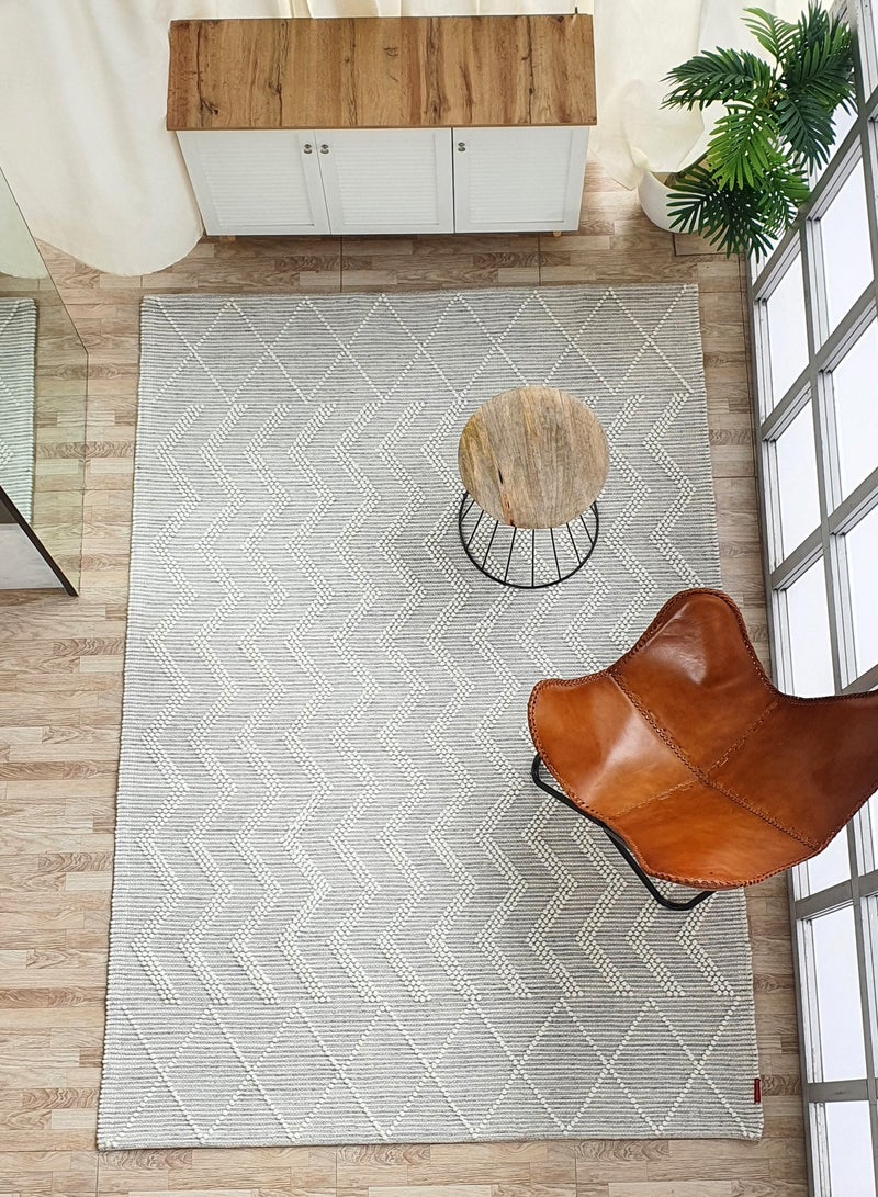 رمشة سجادة منسوجة يدويًا لغرفة النوم وغرفة المعيشة سجادة منسوجة سجادة بلون طبيعي وأبيض srn-016 - Image 3